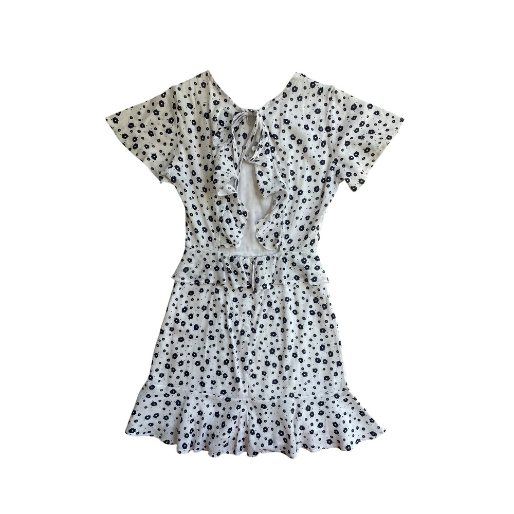 Princess Polly White Navy Nate Floral Brunch Date Night Mini Dress Size 0 US - Picture 6 of 9